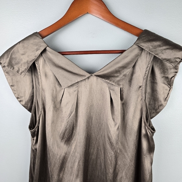 BCBGMAXAZRIA Cocktail Dress Silk Blend Side Pockets Taupe Brown Womens Size S‎ - Picture 3 of 15